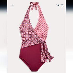 Ralph Lauren Women's Slimming Print Wrap One-PieceBathing Suits Size 10 & 4 avai